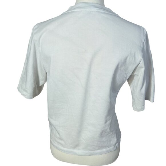 3.1 Phillip Lim White Tee Gathered Metal Ring Women's Size S Piercing Grunge - Picture 4 of 9